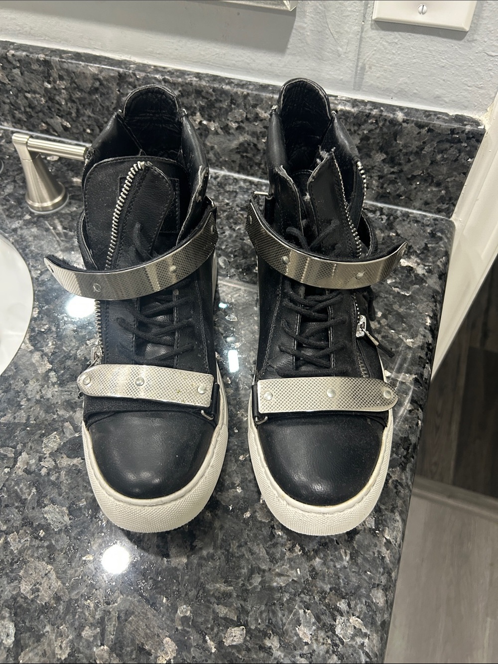 GBX Black High-Top Boots with Silver Hardware